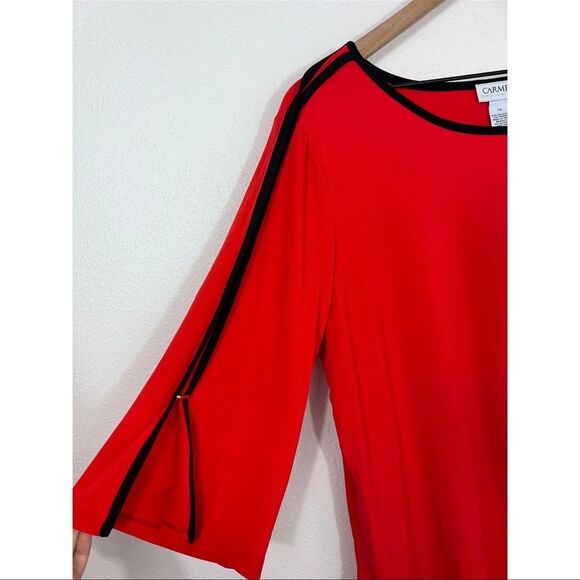 Carmen Marc Valvo Red Black Women's Top 1X - Picture 4 of 6